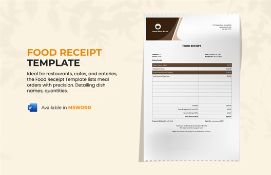 Food Receipt Template