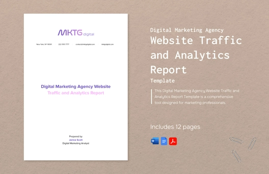 Digital Marketing Agency Website Traffic and Analytics Report Template