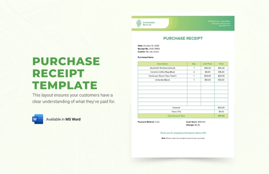 Purchase Receipt Template