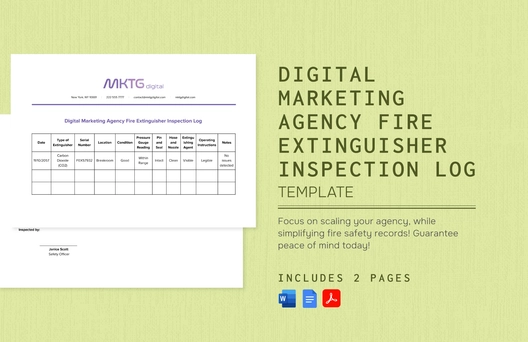 Digital Marketing Agency Fire Extinguisher Inspection Log Template Digital Marketing Agency Fire Extinguisher Inspection Log Template