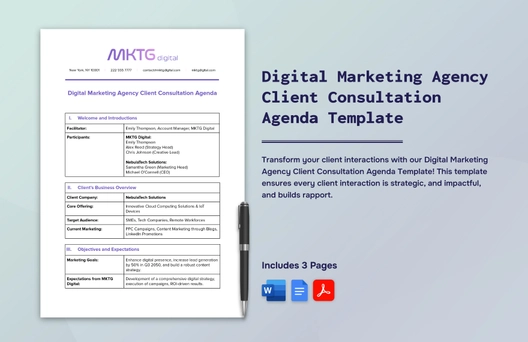 Digital Marketing Agency Client Consultation Agenda Template Digital Marketing Agency Client Consultation Agenda Template