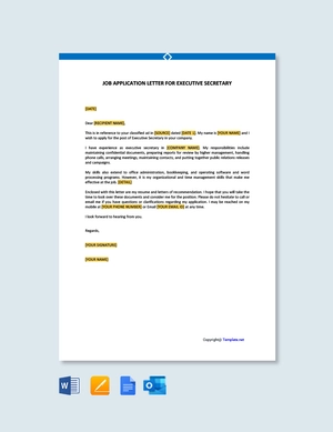 Job Application Letter for Executive Secretary