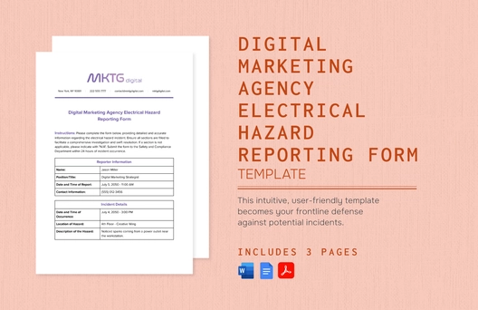 Digital Marketing Agency Electrical Hazard Reporting Form Template