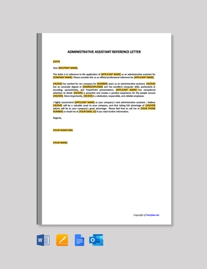 Administrative Assistant Reference Letter