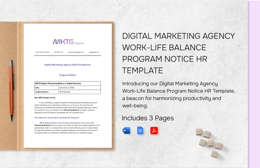 Digital Marketing Agency Work-life Balance Program Notice HR Template