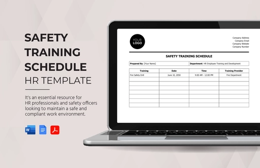 Safety Training Schedule HR Template