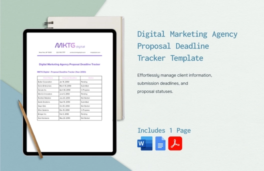 Digital Marketing Agency Proposal Deadline Tracker Template