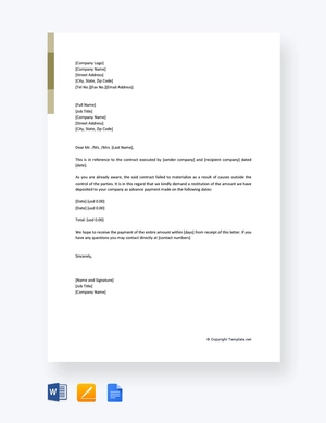 Demand Letter for Restitution Demand Letter for Restitution