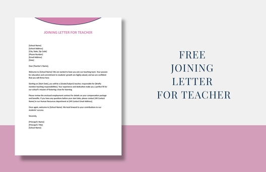 Joining Letter For Teacher