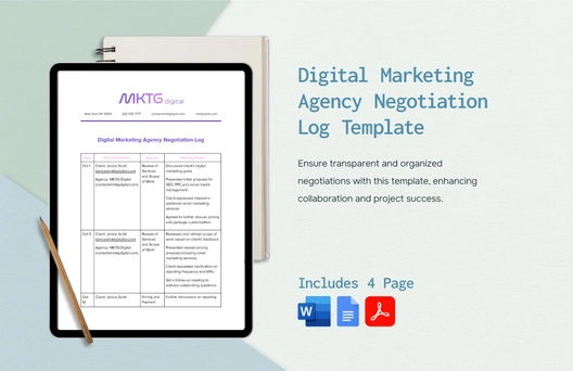 Digital Marketing Agency Negotiation Log Template