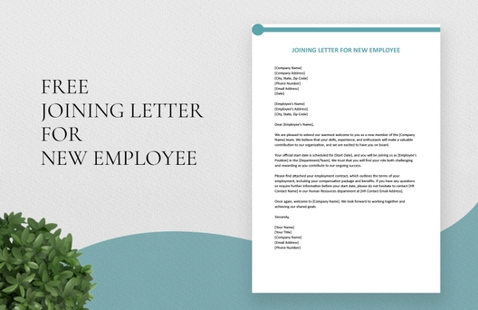 Joining Letter For New Employee