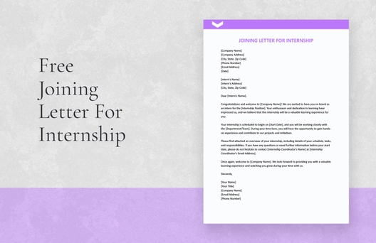 Joining Letter For Internship