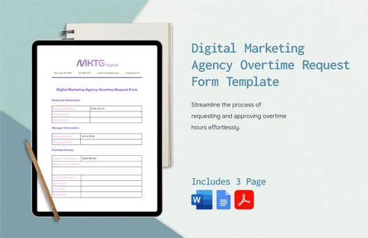 Digital Marketing Agency Overtime Request Form Template