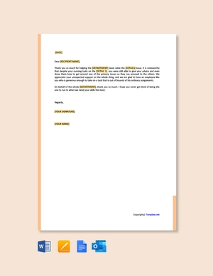 Thank You For Your Support Letter To Employee Template