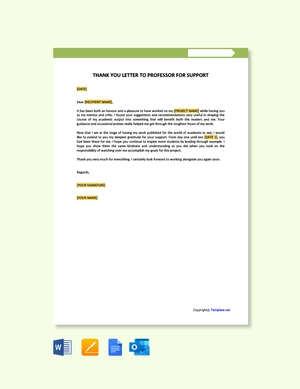 Thank You Letter To Professor for support