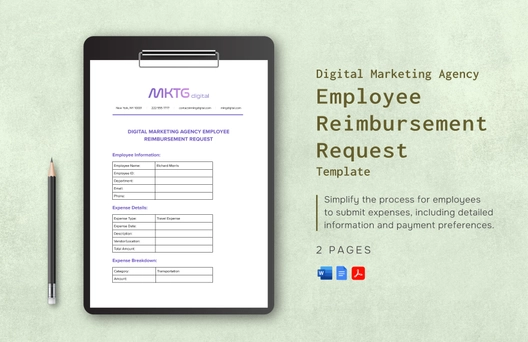 Digital Marketing Agency Employee Reimbursement Request Template