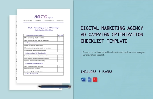 Digital Marketing Agency Ad Campaign Optimization Checklist Template