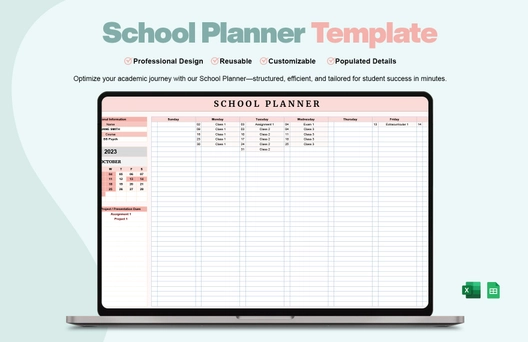 School Planner Template