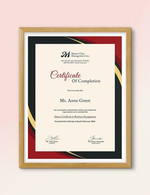 Business Management Certificate Template