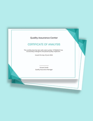 Certificate of Analysis Template