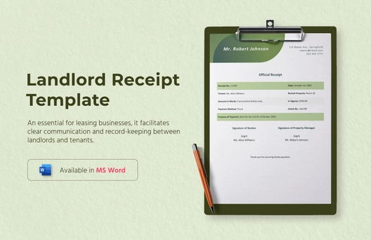 Landlord Receipt Template