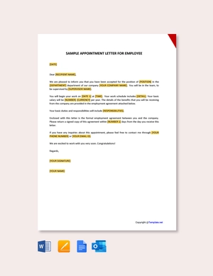 Simple Appointment Letter For Employee