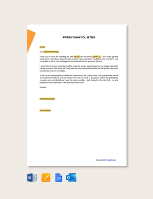 Award Thank You Letter