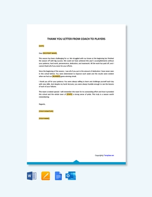 Thank You Letter From Coach To Players