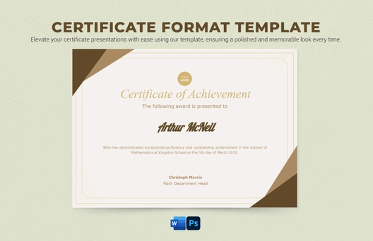 Certificate Format Template