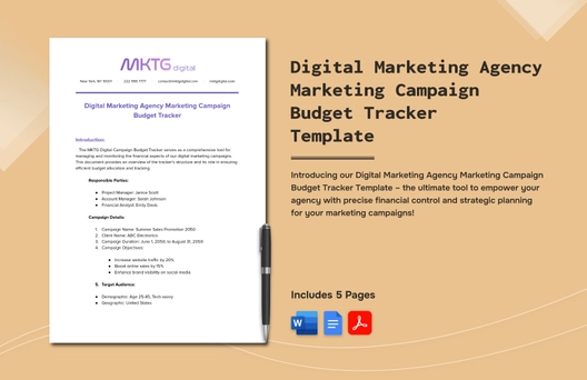 Digital Marketing Agency Marketing Campaign Budget Tracker Template