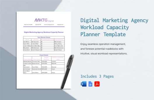 Digital Marketing Agency Workload Capacity Planner Template