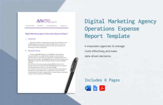 Digital Marketing Agency Operations Expense Report Template