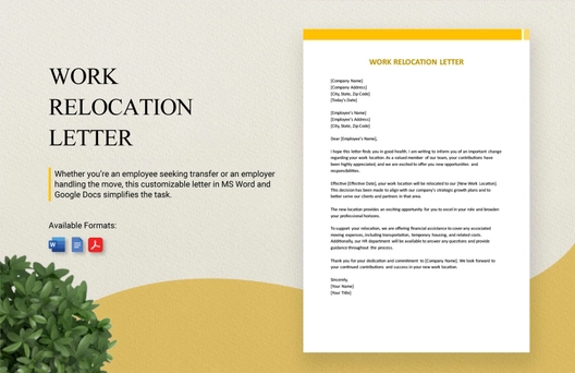 Work Relocation Letter
