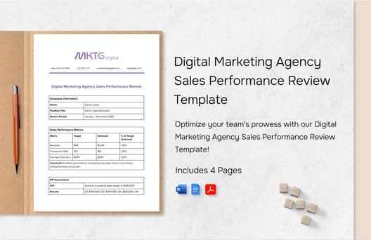 Digital Marketing Agency Sales Performance Review Template