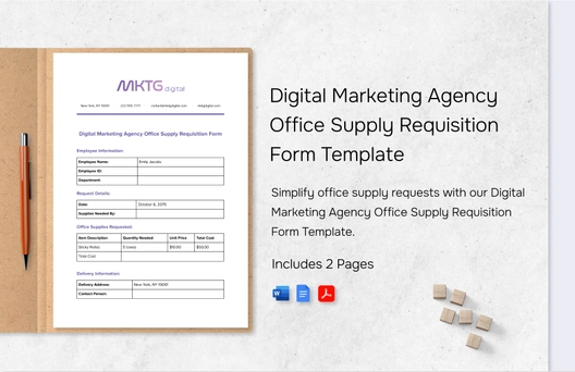 Digital Marketing Agency Office Supply Requisition Form Template