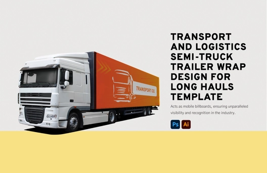 Transport and Logistics Semi-Truck Trailer Wrap Design for Long Hauls Template