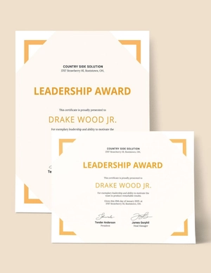 Simple Leadership Certificate Template