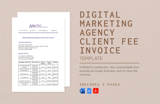 Digital Marketing Agency Client Fee Invoice Template