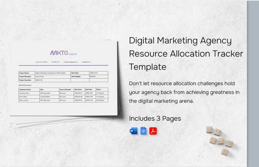Digital Marketing Agency Resource Allocation Tracker Template