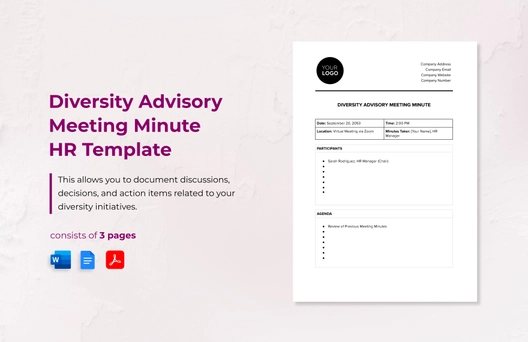 Diversity Advisory Meeting Minute HR Template