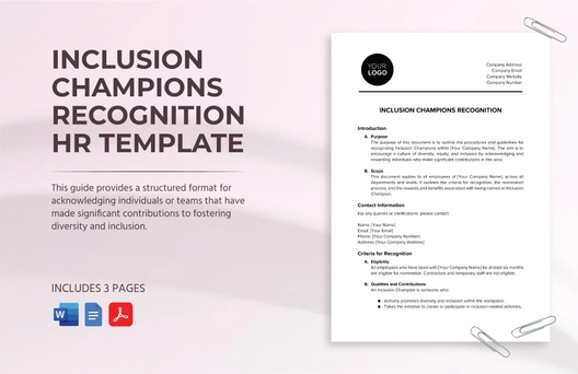 Inclusion Champions Recognition HR Template