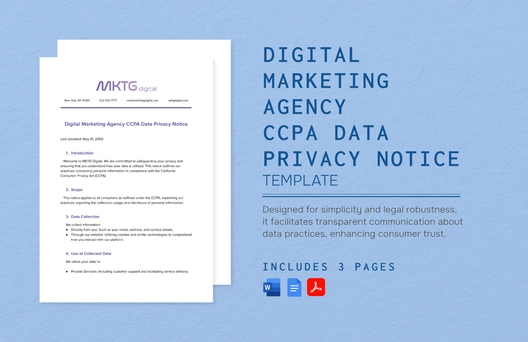 Digital Marketing Agency CCPA Data Privacy Notice Template