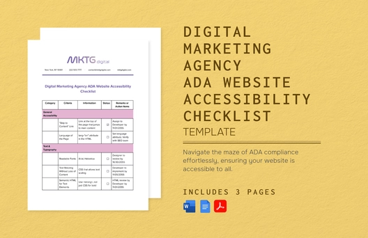 Digital Marketing Agency ADA Website Accessibility Checklist Template