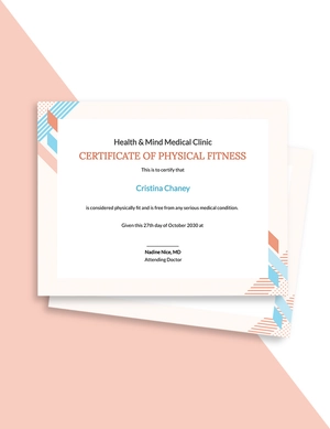 Physical Fitness Certificate Template