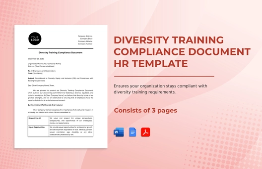 Diversity Training Compliance Document HR Template