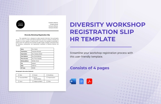 Diversity Workshop Registration Slip HR Template