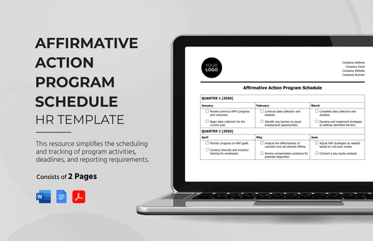 Affirmative Action Program Schedule HR Template Affirmative Action Program Schedule HR Template