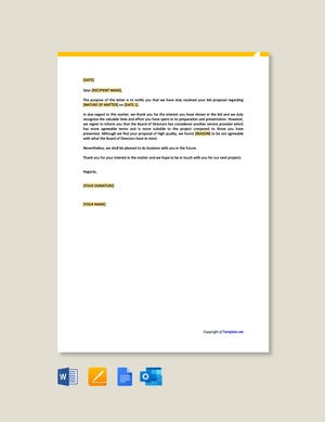 Bid Proposal Rejection Letter