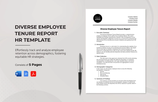 Diverse Employee Tenure Report HR Template