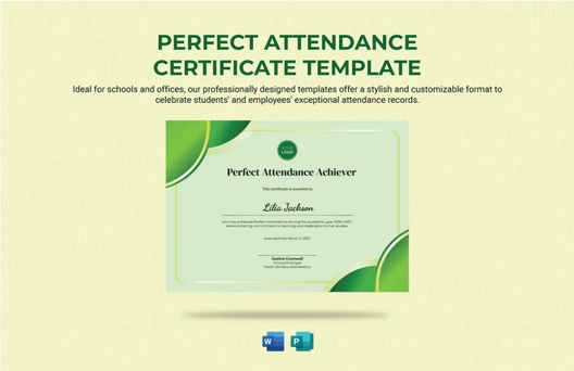Perfect Attendance Certificate Template